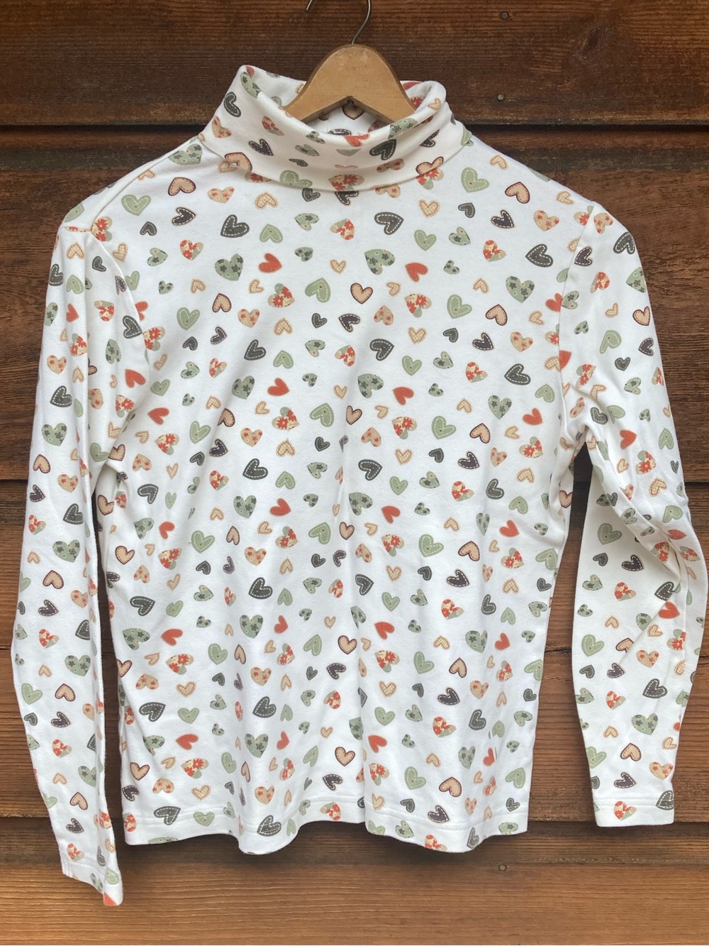 Turtleneck Heart Print Cotton CC Hughes